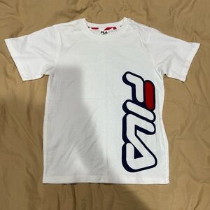 Fila White and Navy Logo Men's Tee